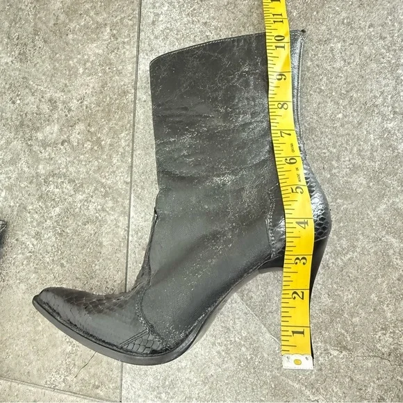 Los Altos Black Heeled Boots Python Snake Leather Women’s Size MX 24.5 US 7.5